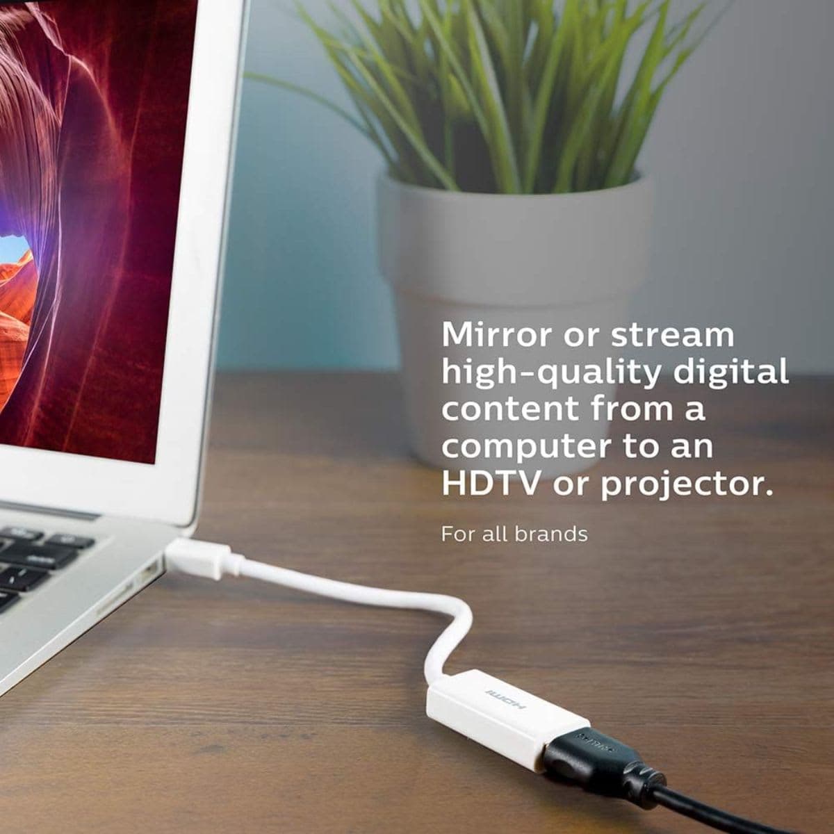 Philips Mini DisplayPort to HDMI Adapter, Unidirectional, Audio and Video, Full HD 1080p, 4K Ultra HD, Slim Compact Portable Design, White Cable, for All Brands, SWV9200F/27 thumbnail 3