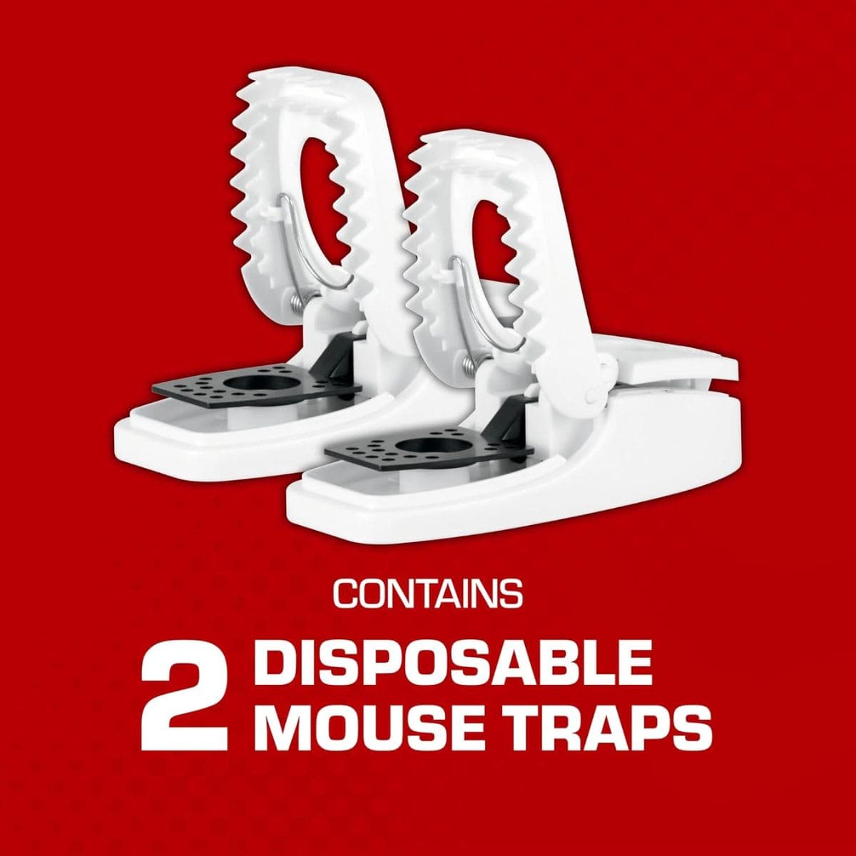 Tomcat Press 'N Set Mouse Trap for Indoor or Outdoor Use, Plastic Spring-Loaded Mouse Killer with Grab Tab, 2 Traps thumbnail 2