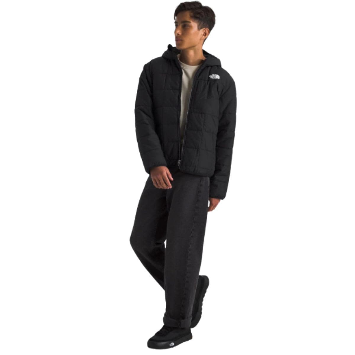 THE NORTH FACE Boys' Reversible Shasta Full Zip Hooded Jacket, TNF Black, Large thumbnail 4