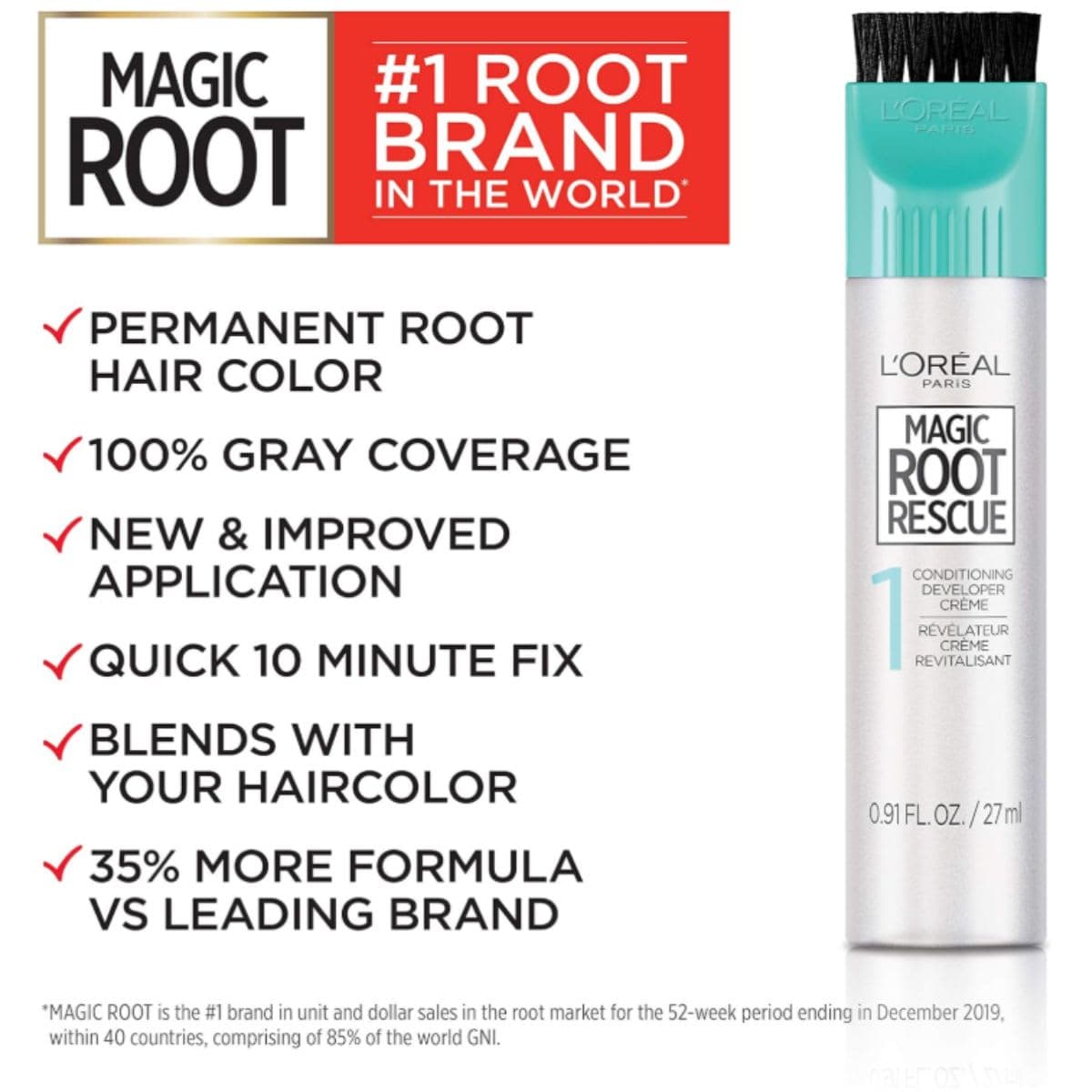 L'Oreal Paris Magic Root Permanent 10 Minute Root Touch Up, 4 Dark Brown, 100% Grey Coverage Hair Dye with with Quick Precision Applicator, 1 kit (Packaging May Vary) thumbnail 4