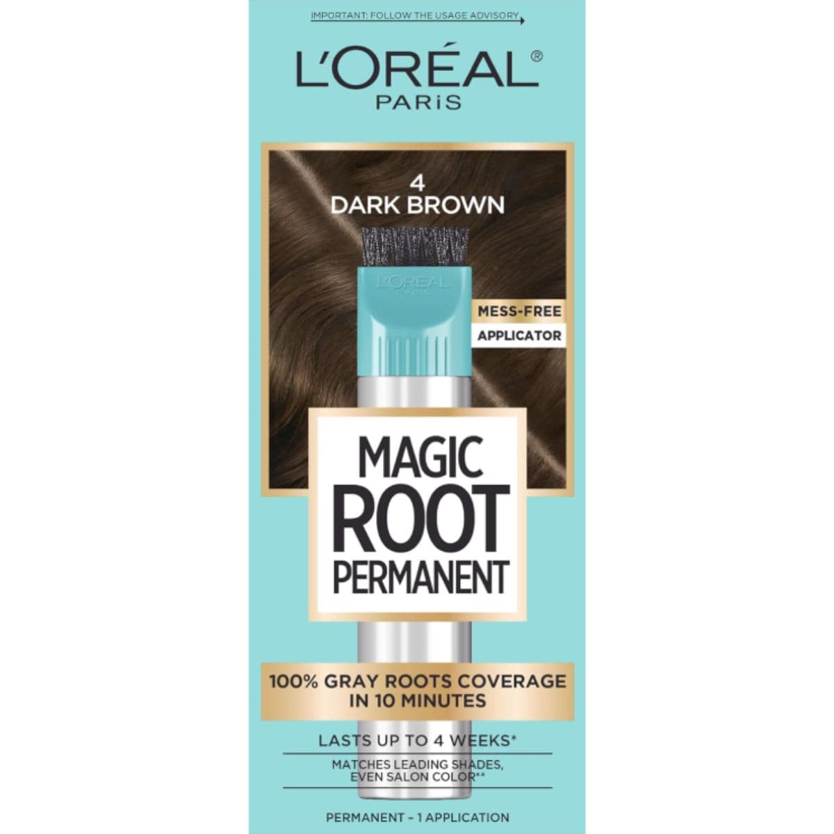 L'Oreal Paris Magic Root Permanent 10 Minute Root Touch Up, 4 Dark Brown, 100% Grey Coverage Hair Dye with with Quick Precision Applicator, 1 kit (Packaging May Vary) thumbnail 6