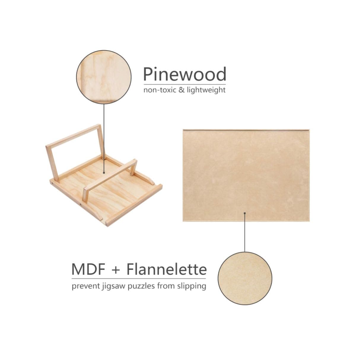 Becko Puzzle Board & Bracket Set/Wooden Puzzle Board Kit/Jigsaw Puzzle Plateau - with Puzzle Board Set for Up to 1000 Pieces thumbnail 4