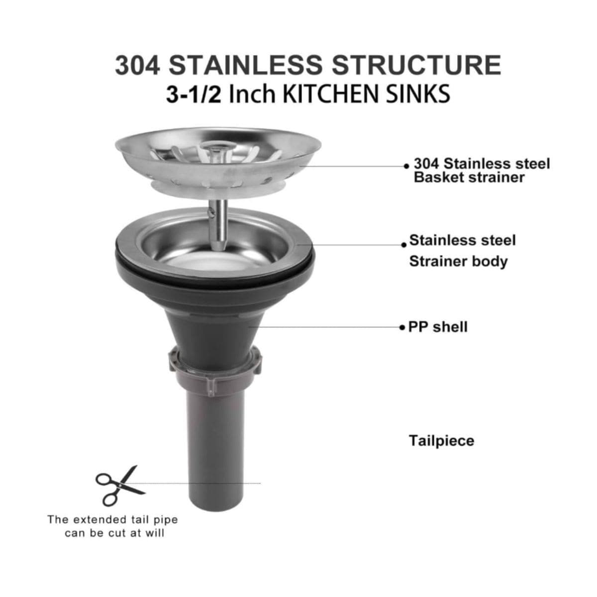 QruiLanTu 3-1/2 Inch Kitchen Sink Drain Assembly Kit Stainless Steel Sink Strainer Drain Basket Replacement with Sink Stopper Sealing Lid for Kitchen Bathroom Drain Kit thumbnail 3