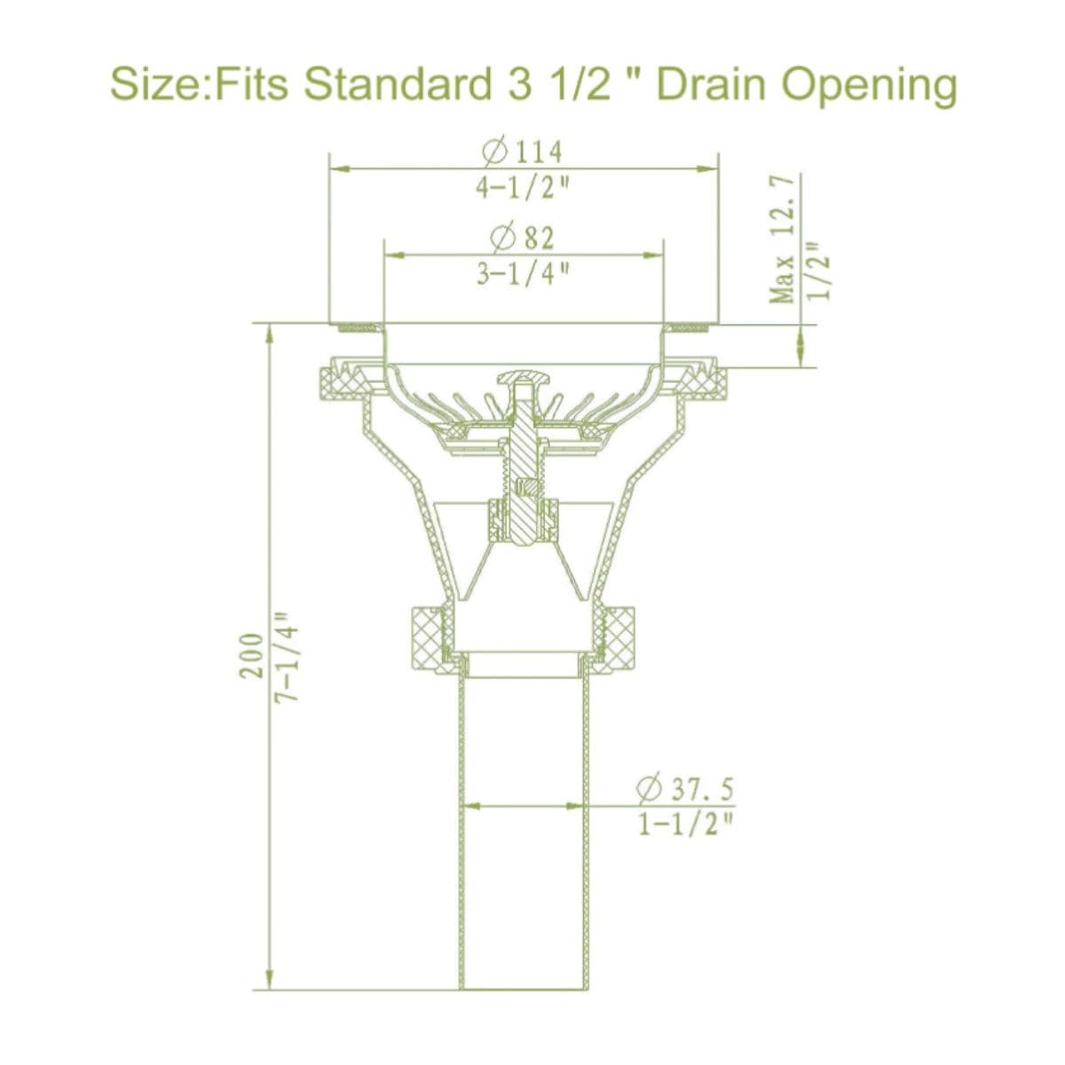 QruiLanTu 3-1/2 Inch Kitchen Sink Drain Assembly Kit Stainless Steel Sink Strainer Drain Basket Replacement with Sink Stopper Sealing Lid for Kitchen Bathroom Drain Kit thumbnail 6
