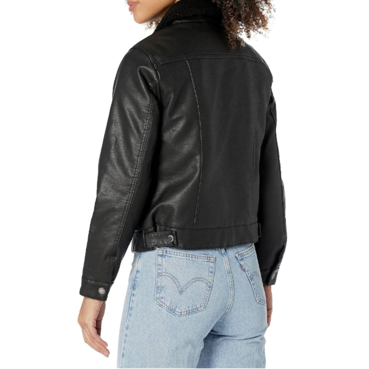 Levi's Womens Classic Sherpa Lined Trucker Jacket (Standard & Plus Sizes) Faux Trucker(Standard and Plus), Black and Black, Large thumbnail 3