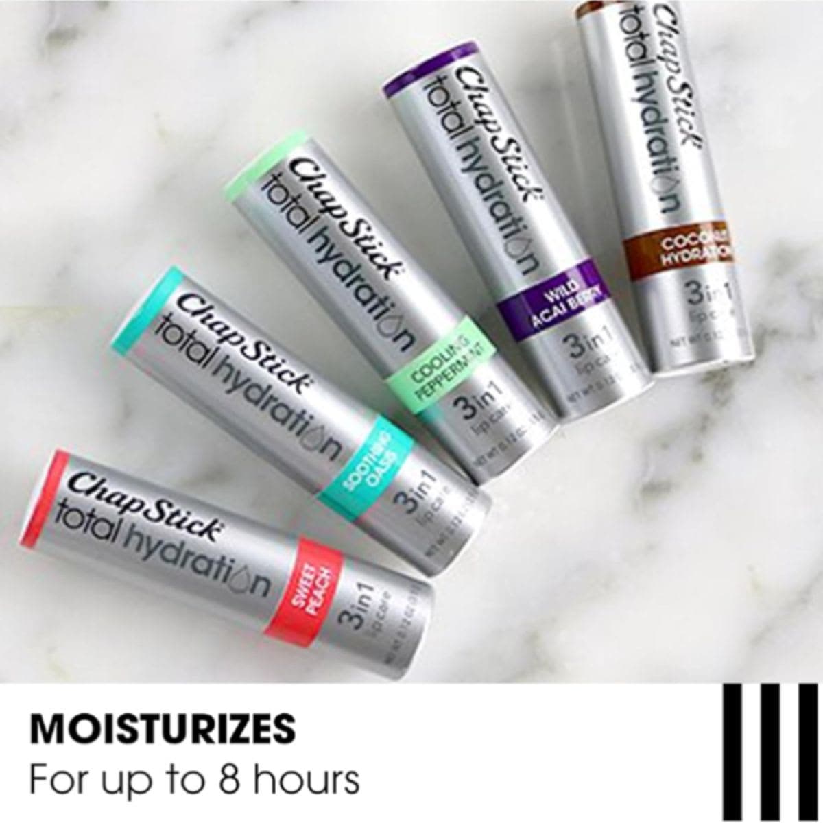 ChapStick Total Hydration 3-in-1 Lip Care Soothing Oasis 0.12 oz (Pack of 6) thumbnail 3