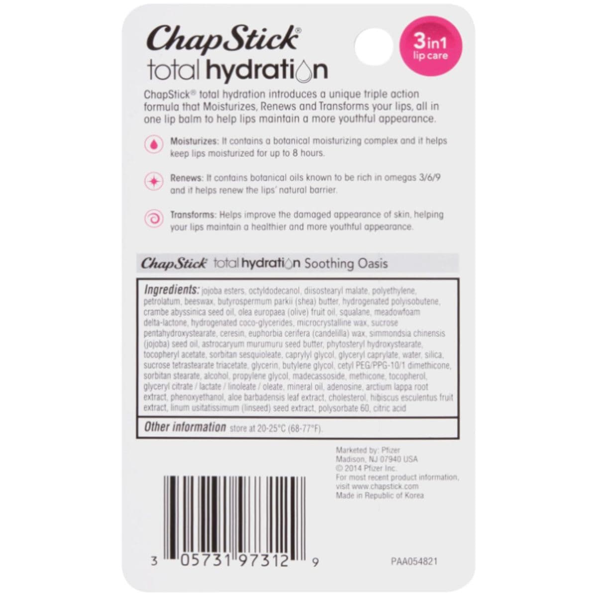 ChapStick Total Hydration 3-in-1 Lip Care Soothing Oasis 0.12 oz (Pack of 6) thumbnail 6