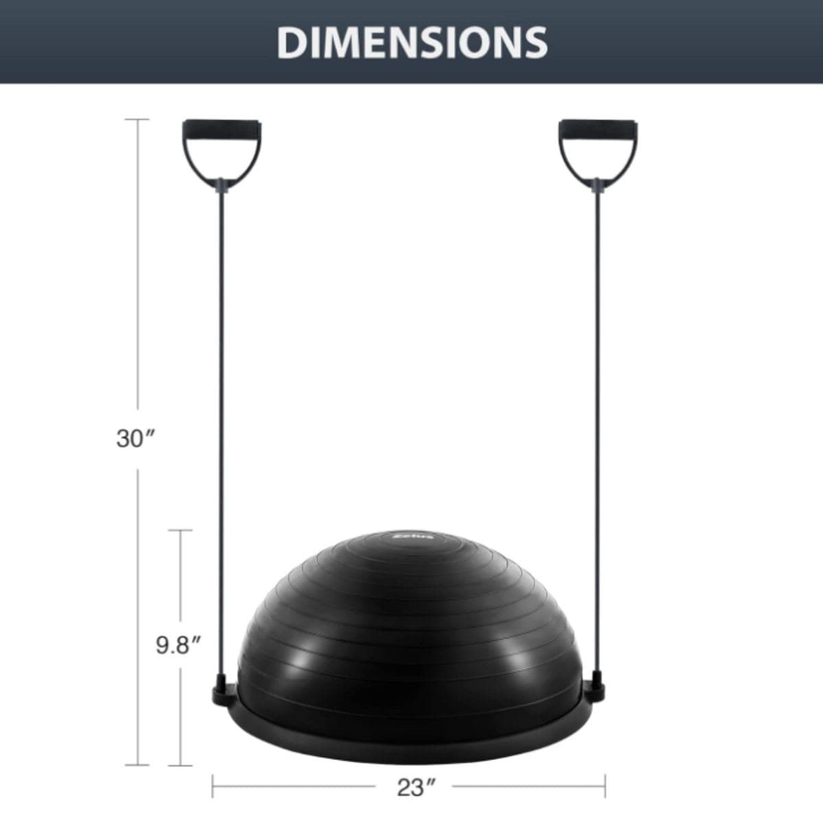 ZELUS Balance Ball Trainer with Resistance Bands & Foot Pump, Inflatable Yoga Ball for Home Gym Workouts, 23 Inch Exercise Half Ball for Balance Training Core Strength Fitness, 330lb Cap(Black) thumbnail 7
