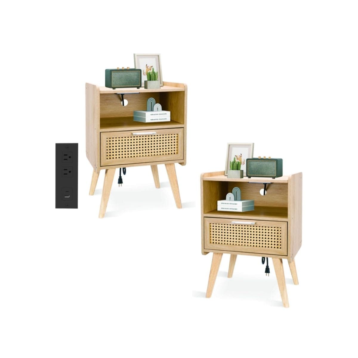 Rattan Nightstand Set - Yaukomel Natural