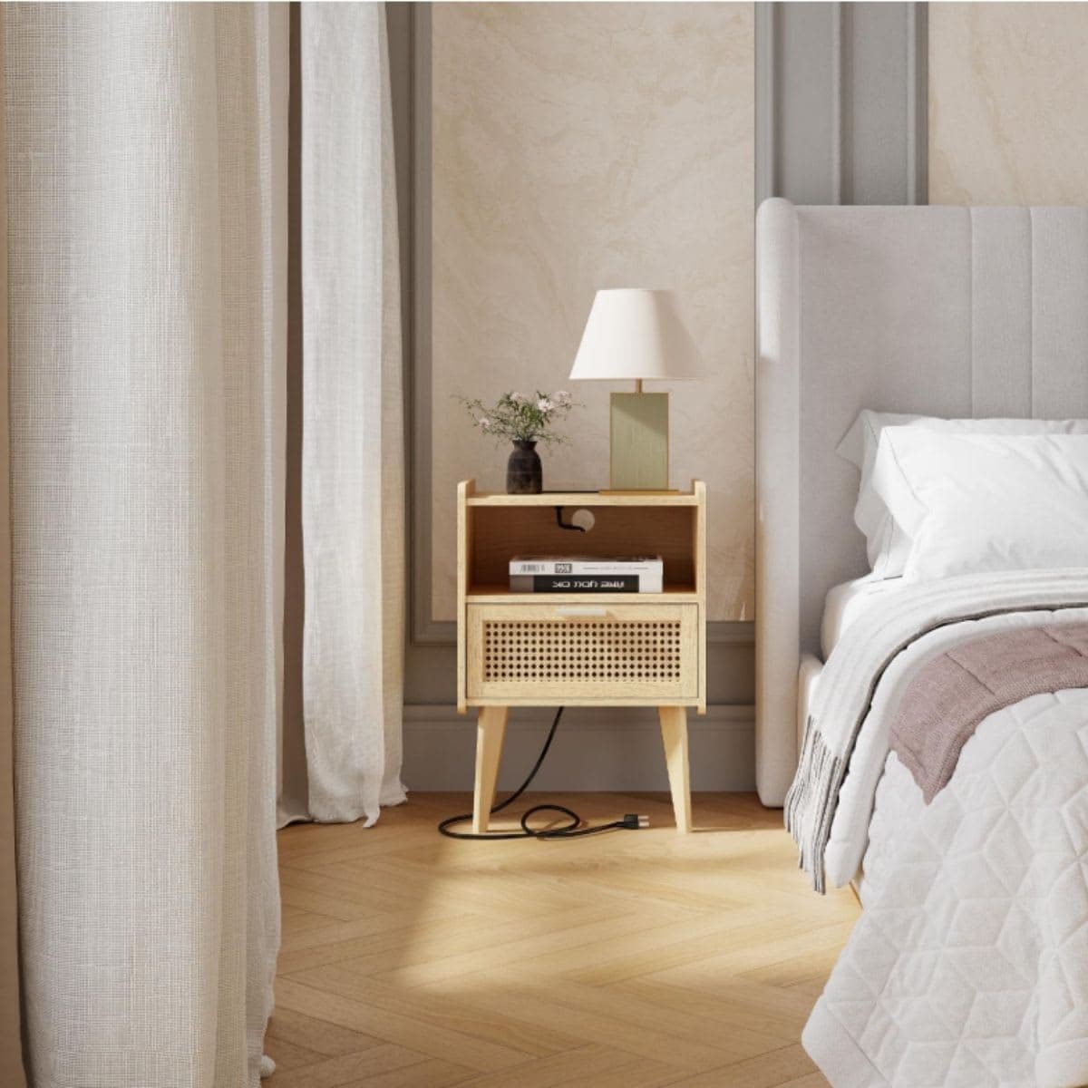 Rattan Nightstand Set - Yaukomel Natural thumbnail 4