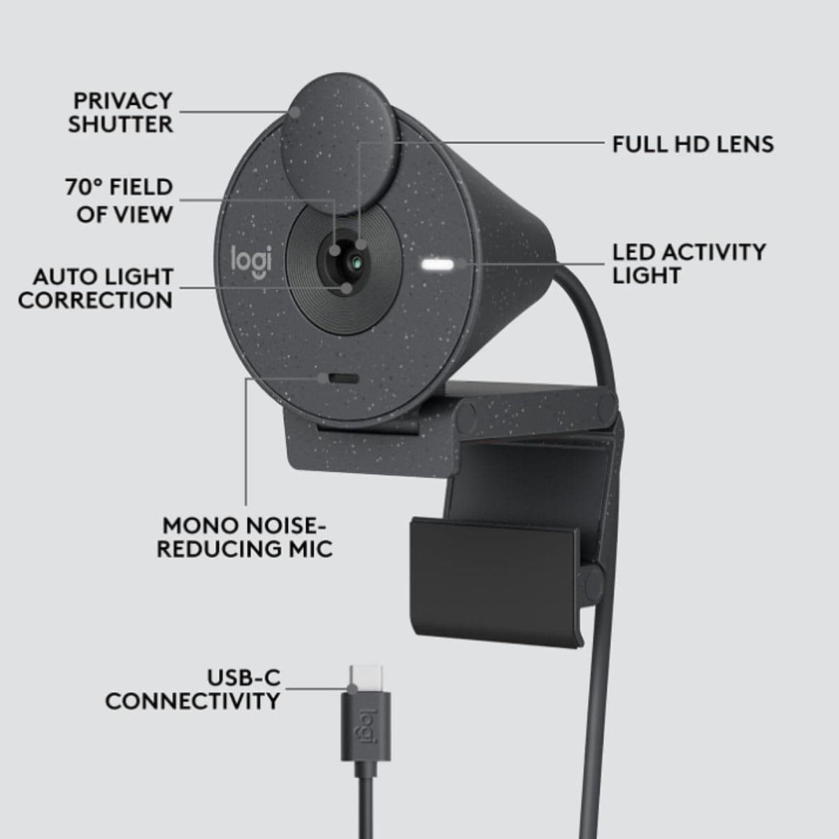 Logitech Brio 300 Full HD Webcam with Privacy Shutter thumbnail 3