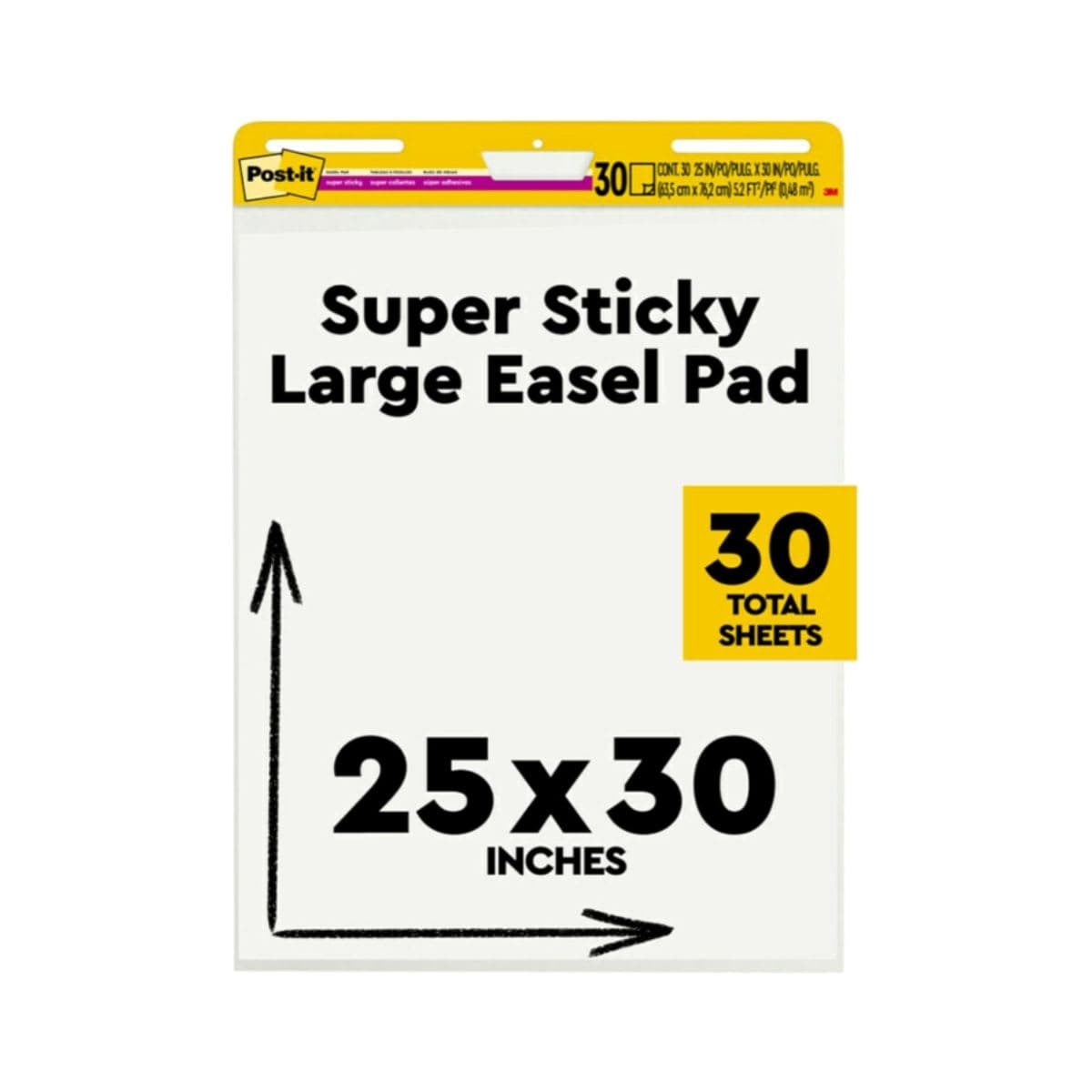 Post-it Super Sticky Easel Pad, 25 x 30 Inches, 30 Sheets/Pad, 1 Pad (559SS), Large White Premium Self Stick Flip Chart Paper, Super Sticking Power