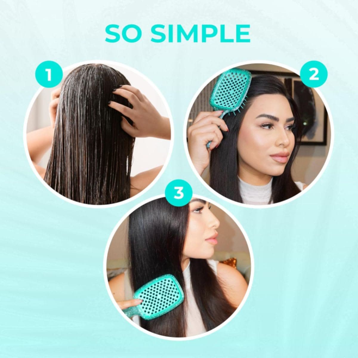 FHI Heat UNbrush Detangling Brush for Pain-Free Brushing on All Wet or Dry Hair Types — Durable DuoFlex Anti-Static Bristles, Lightweight Handle, Vented Hair Brush, Turquoise Green thumbnail 8