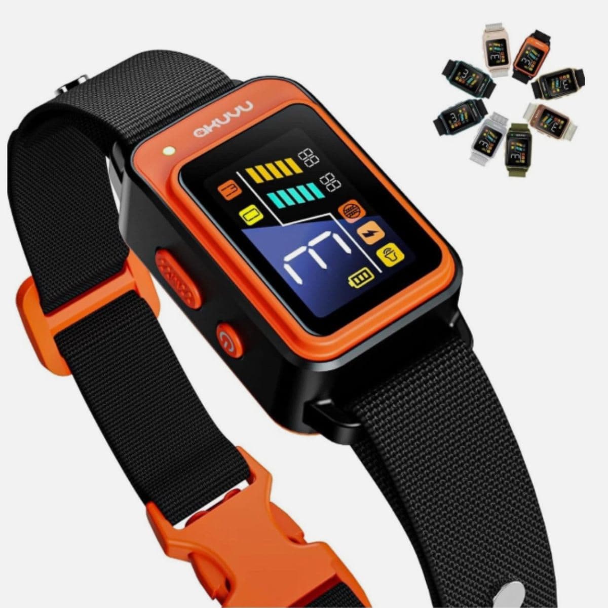 Akuvu Dog Bark Collar,Rechargeable Smart Barking Collar, Anti Bark Training Collar with Adjustable Sensitivity Beep Vibration Shock, Bark Shock Collar for Small Large Medium Dogs (Orange)