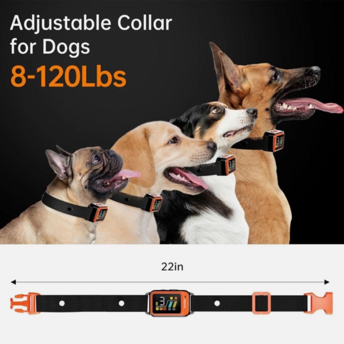 Akuvu Dog Bark Collar,Rechargeable Smart Barking Collar, Anti Bark Training Collar with Adjustable Sensitivity Beep Vibration Shock, Bark Shock Collar for Small Large Medium Dogs (Orange) thumbnail 5