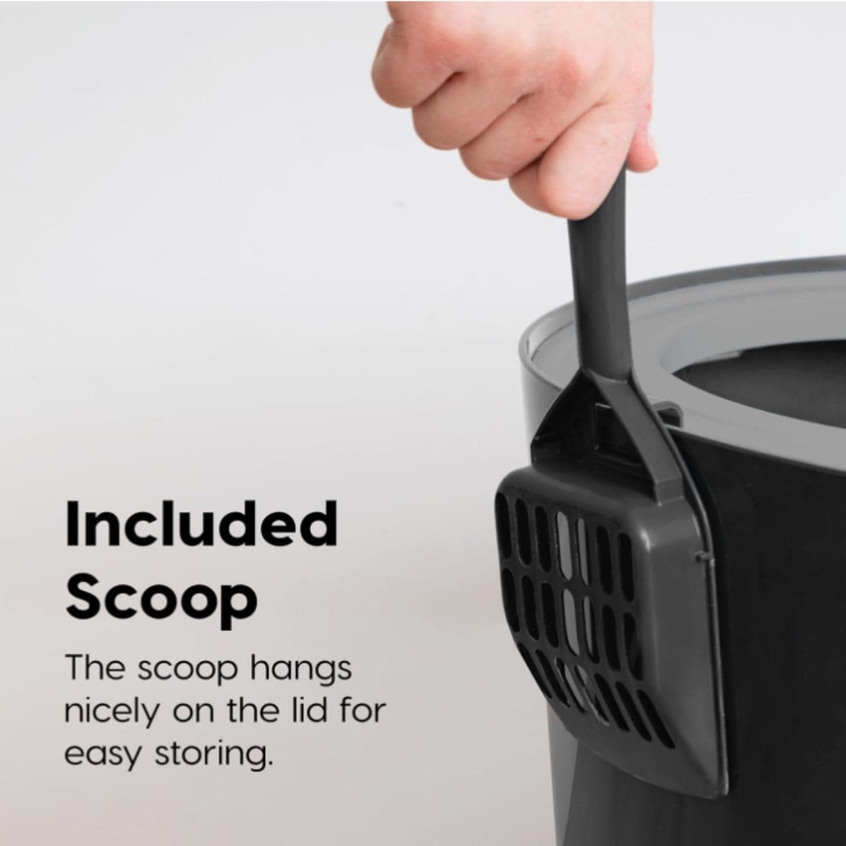 Iris Ohyama, Cat Litter Tray with Grooved Lid/Top Cover, No Odor and Litter Spill, Large Entrance, Scoop Included, for Cat - Cat Litter Box Jump-in PUNT-530 - Black thumbnail 7