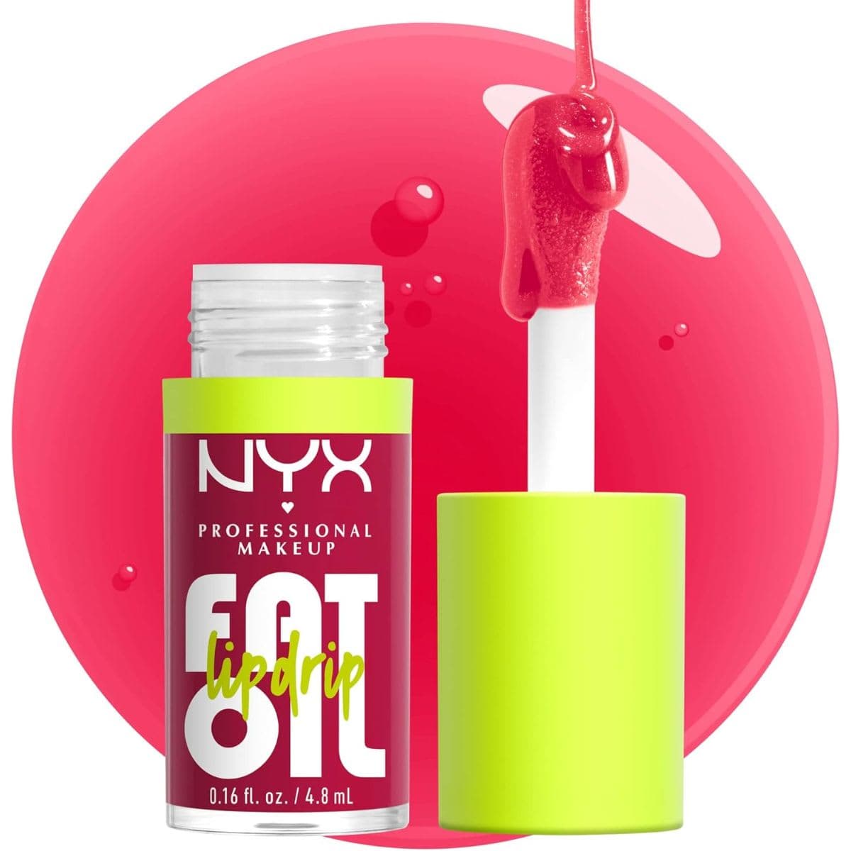 NYX Professional Makeup Lip Gloss, High Shine, Non-Sticky FInish, 12 Hours Hydrating, Fat Applicator, With Squalane, Raspberry and Cloudberry Oils, Fat Oil Lip Drip, Shade: NEWSFEED (Cherry pink) thumbnail 6