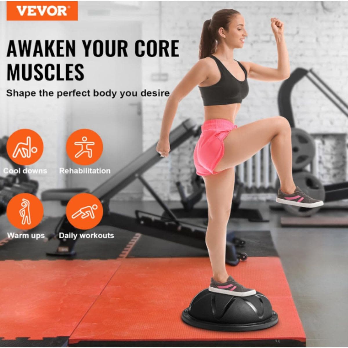Half Exercise Ball Trainer - VEVOR Black 23 inch thumbnail 2