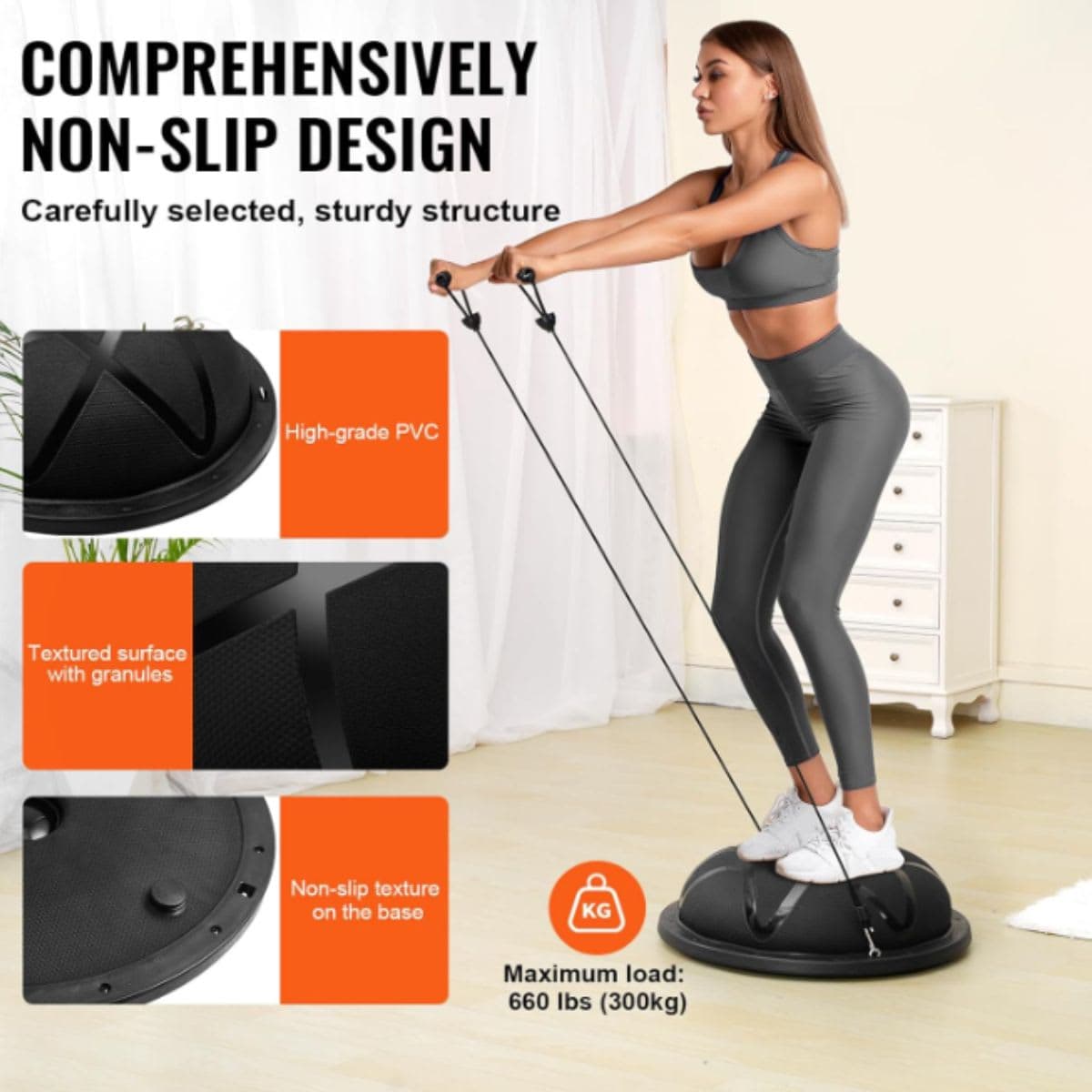 Half Exercise Ball Trainer - VEVOR Black 23 inch thumbnail 4