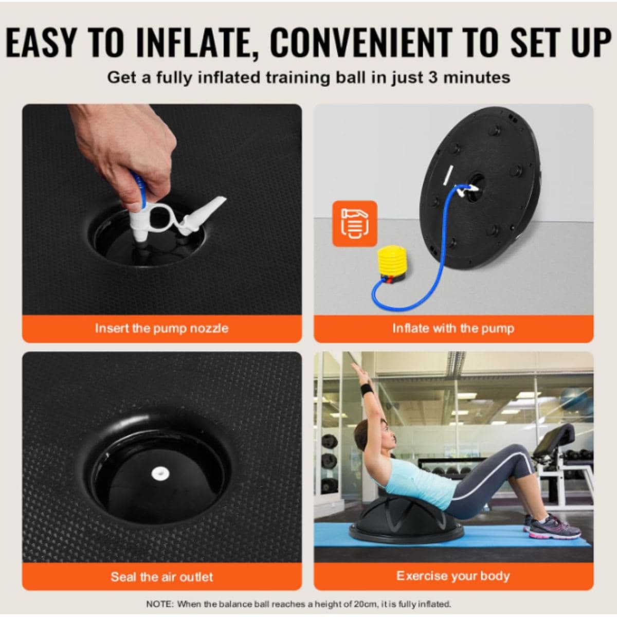 Half Exercise Ball Trainer - VEVOR Black 23 inch thumbnail 5