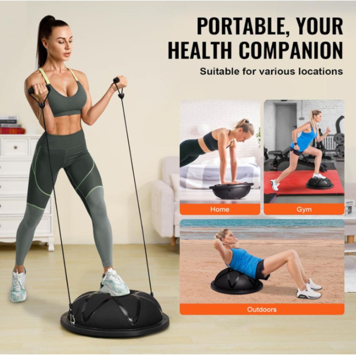 Half Exercise Ball Trainer - VEVOR Black 23 inch thumbnail 8