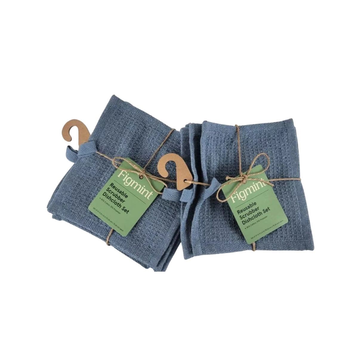 Figmint 2 Reusable Scrubber Dishcloths Dusty Blue 6"x6" Cotton Polyester NEW