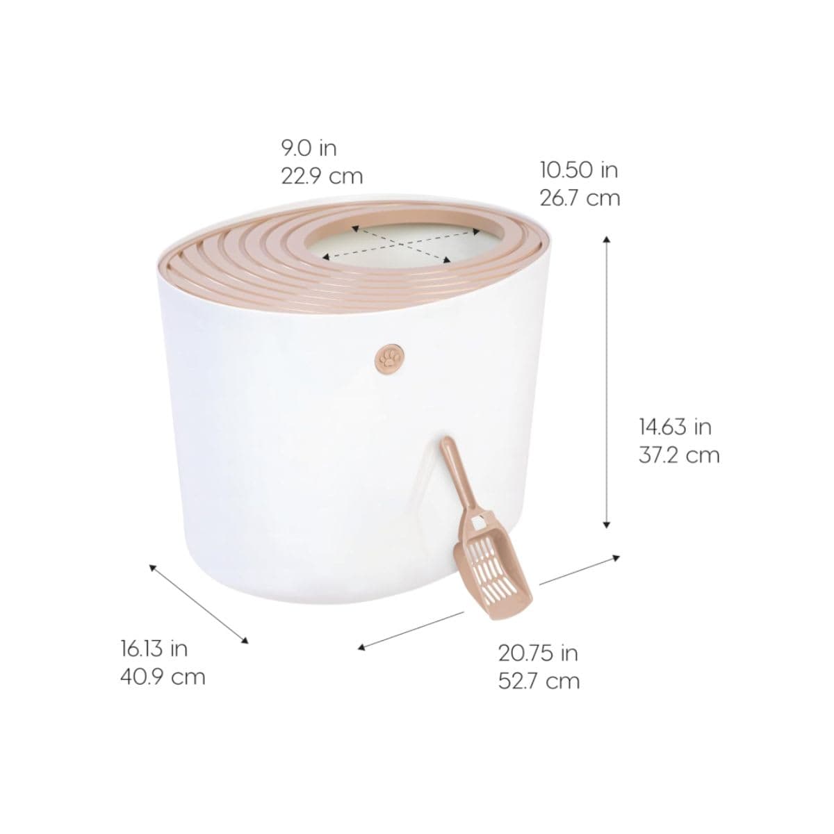IRIS USA Top Entry Cat Litter Box with Cat Litter Scoop - Large - White thumbnail 2