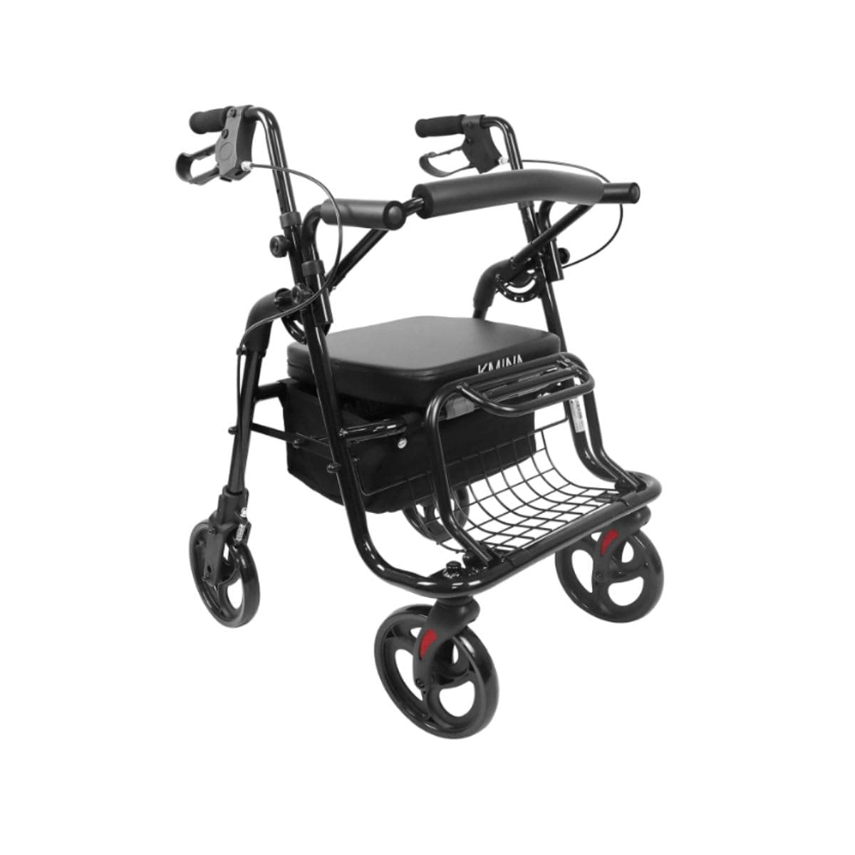 Folding Rollator Walker - KMINA Black Adjustable Seat thumbnail 2