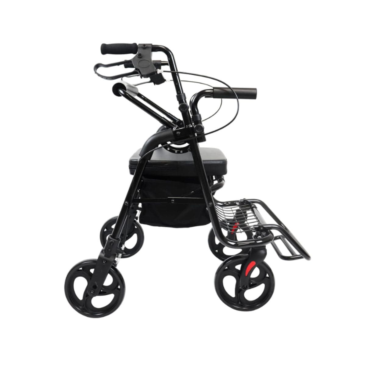 Folding Rollator Walker - KMINA Black Adjustable Seat thumbnail 4