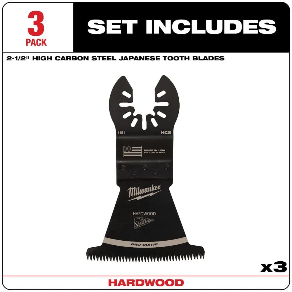 Milwaukee Tool 2-1/2-inch Japanese Tooth Hardwood High Carbon Steel OPEN-LOK Oscillating Multi Tool Blade (3 Pack) (48-90-1153) thumbnail 2