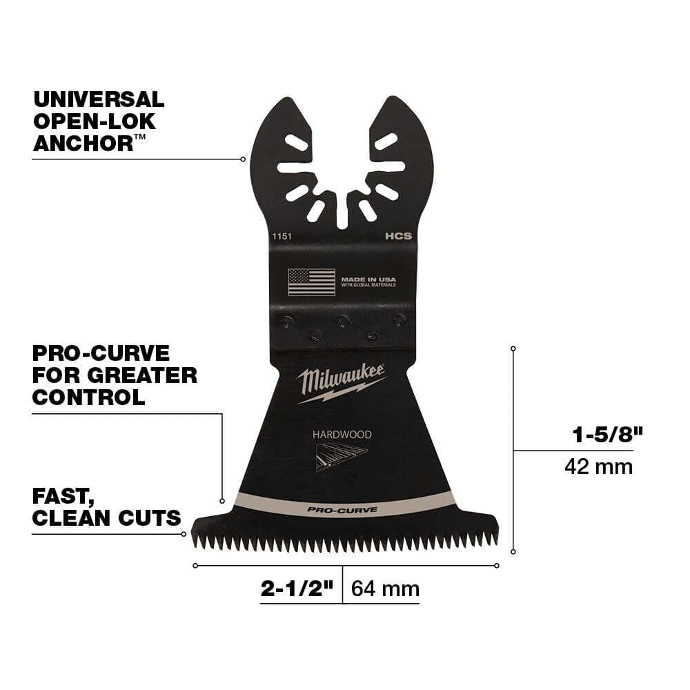 Milwaukee Tool 2-1/2-inch Japanese Tooth Hardwood High Carbon Steel OPEN-LOK Oscillating Multi Tool Blade (3 Pack) (48-90-1153) thumbnail 3