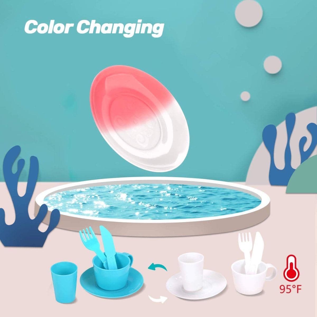 CUTE STONE Color Changing Kitchen Sink Toys, Children Heat Sensitive Electric thumbnail 3