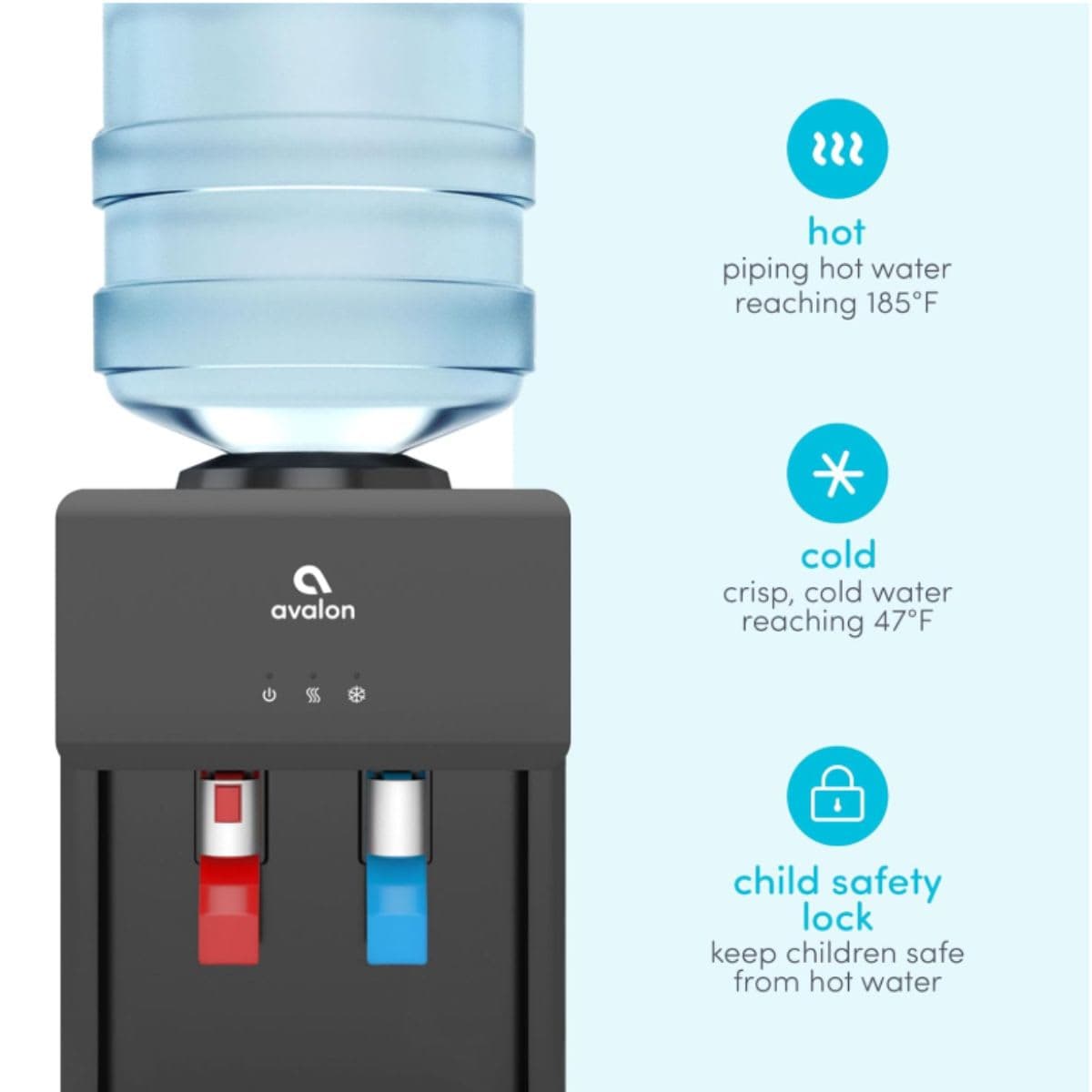 Countertop Water Cooler Dispenser - Avalon Black thumbnail 2