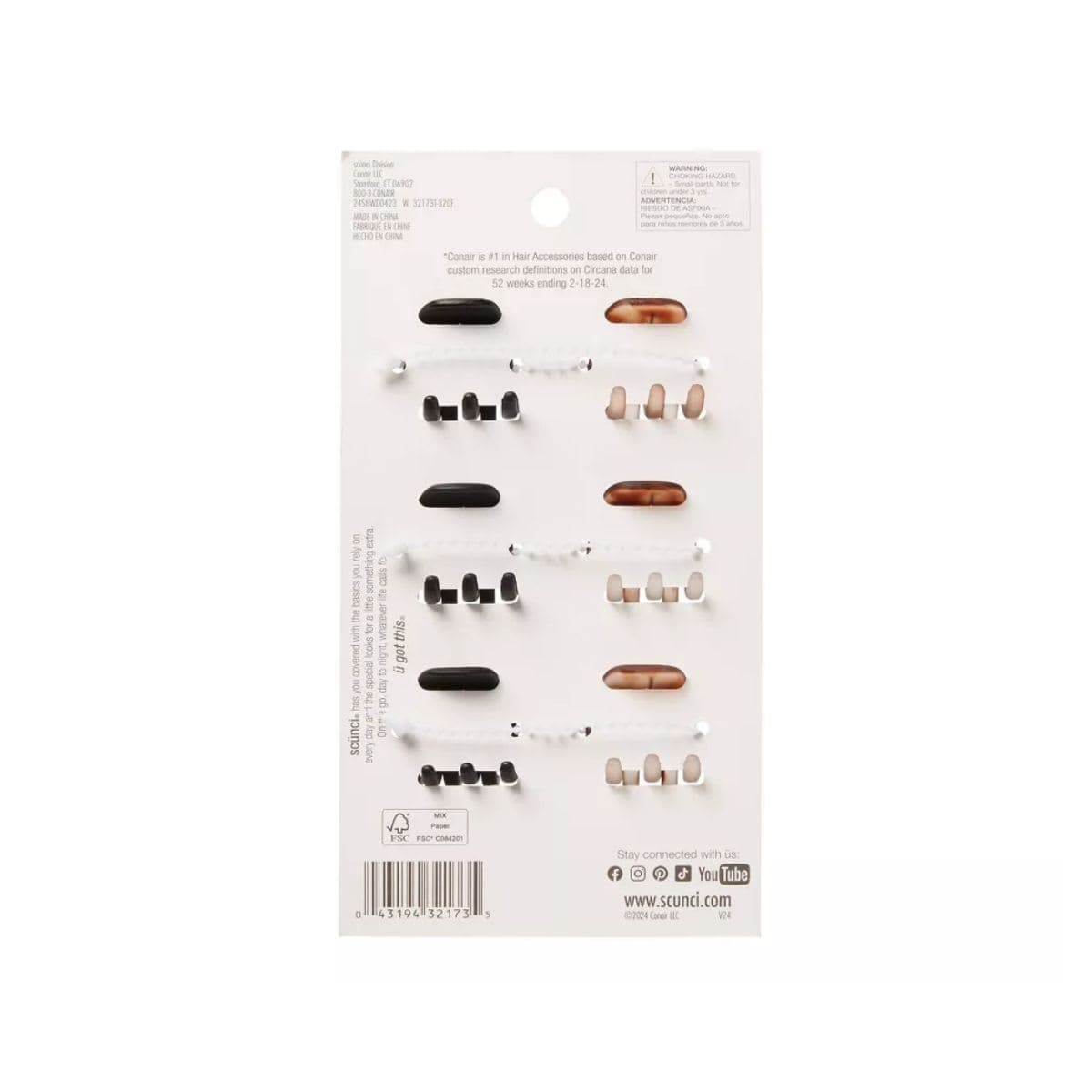 scunci No-Slip Grip Mini Claw Clips - Matte Tortoise/Black - All Hair - 6pcs thumbnail 2