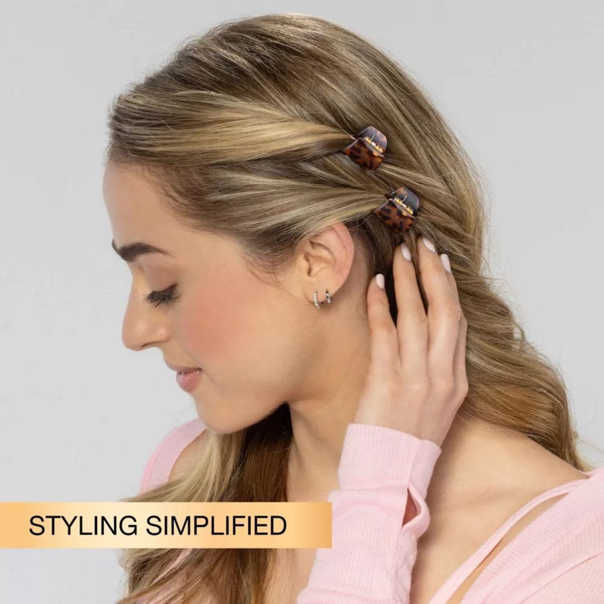 scunci No-Slip Grip Mini Claw Clips - Matte Tortoise/Black - All Hair - 6pcs thumbnail 3