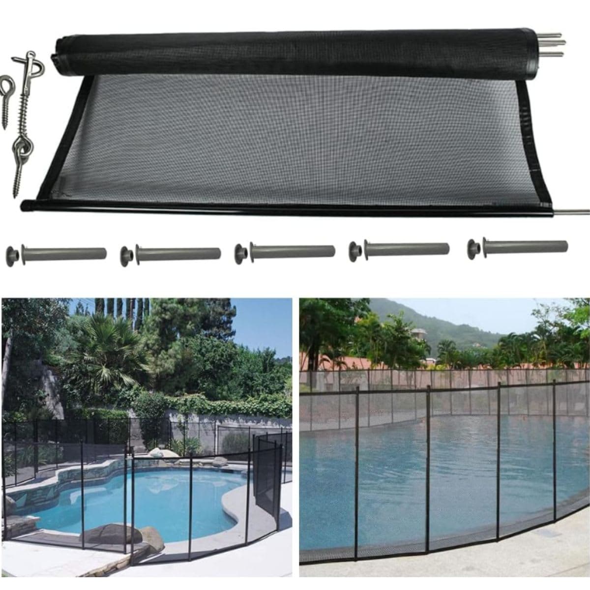 Removable Pool Fence - Black Mesh Outdoor
