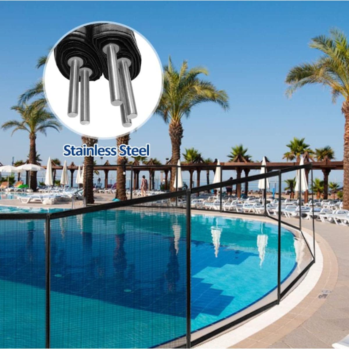 Removable Pool Fence - Black Mesh Outdoor thumbnail 5