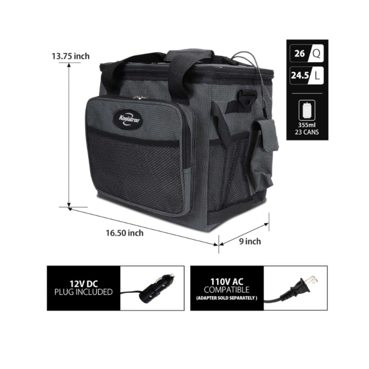 Soft Cooler Bag - Koolatron 25L Gray Black thumbnail 6