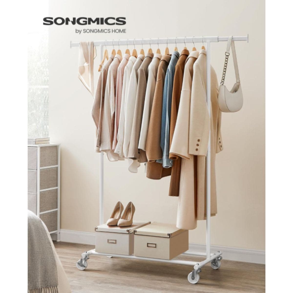 Clothes Rack with Wheels - SONGMICS White thumbnail 2