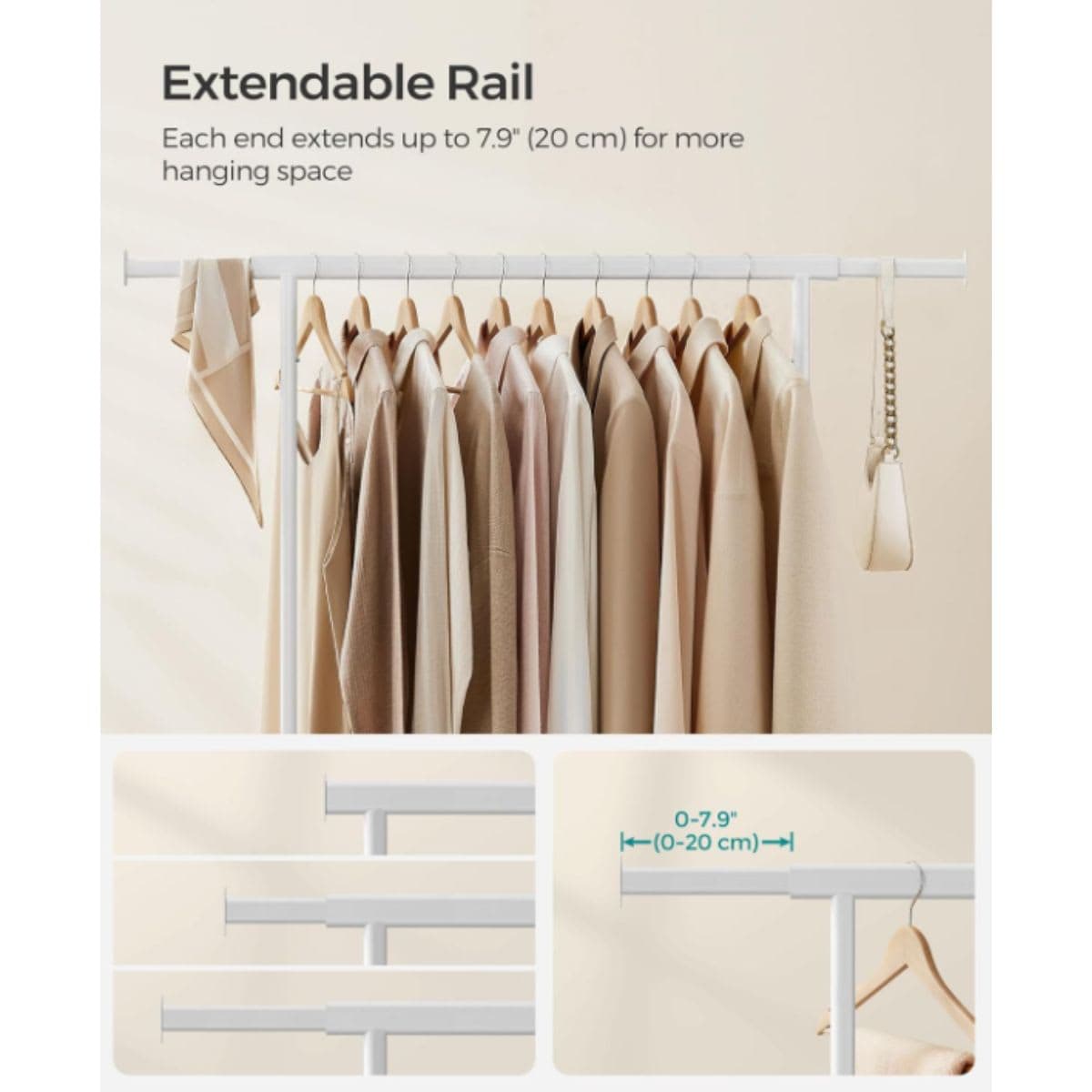 Clothes Rack with Wheels - SONGMICS White thumbnail 4