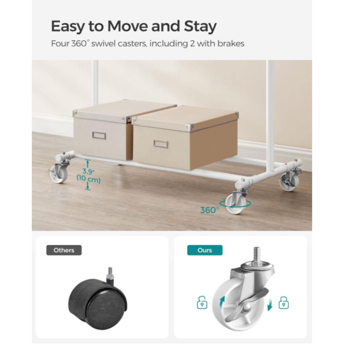 Clothes Rack with Wheels - SONGMICS White thumbnail 5