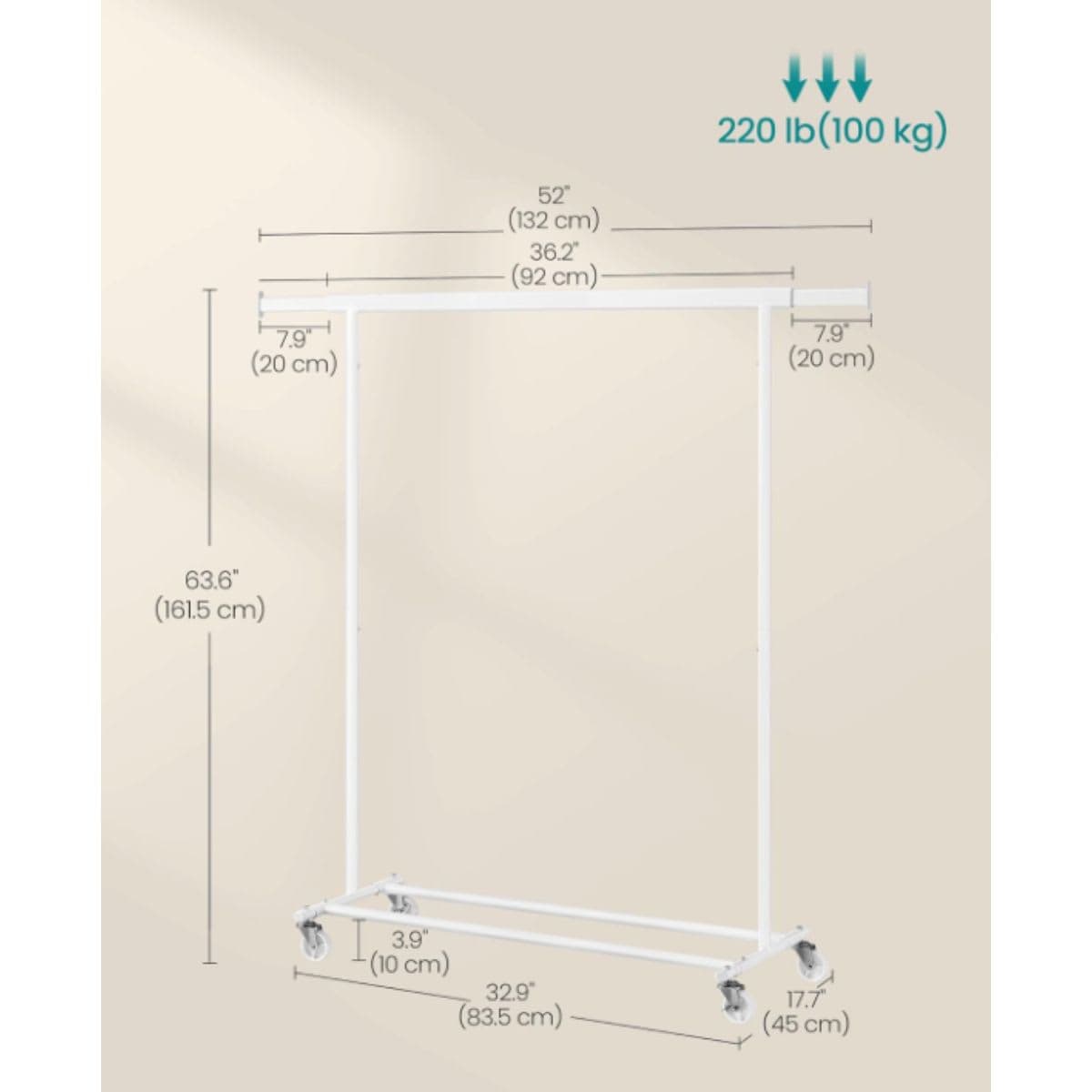 Clothes Rack with Wheels - SONGMICS White thumbnail 6