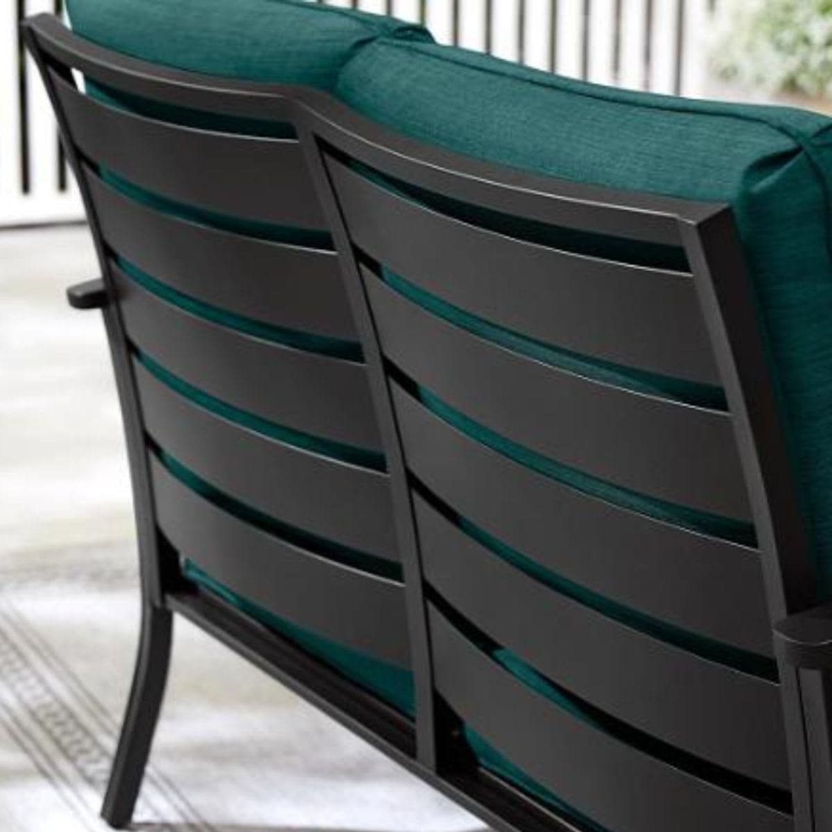 Hampton Bay Ellington 4-Piece Steel Outdoor Patio Seating Set with Malachite Green Cushions thumbnail 4