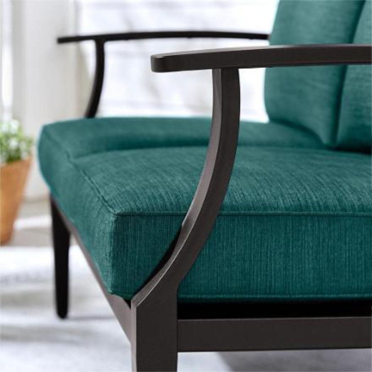 Hampton Bay Ellington 4-Piece Steel Outdoor Patio Seating Set with Malachite Green Cushions thumbnail 7