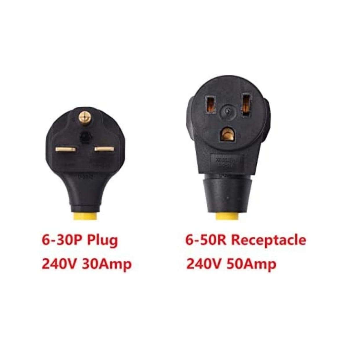 ONETAK NEMA 6-30P to 6-50R 240V 30 Amp 3 Prong Male Plug to 3 Prong Female Receptacle Dryer Welder Power Cord Adapter thumbnail 2