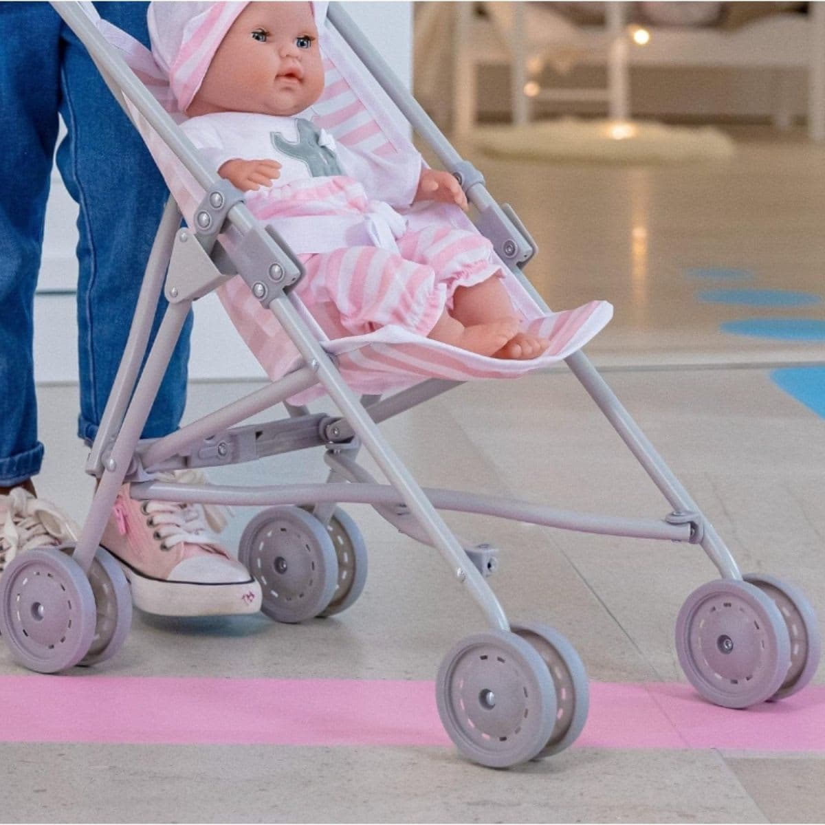 JC Toys  Berenguer Boutique  Single Umbrella Baby Doll Stroller  Elephant Theme  Pink  Ages 2 + thumbnail 3