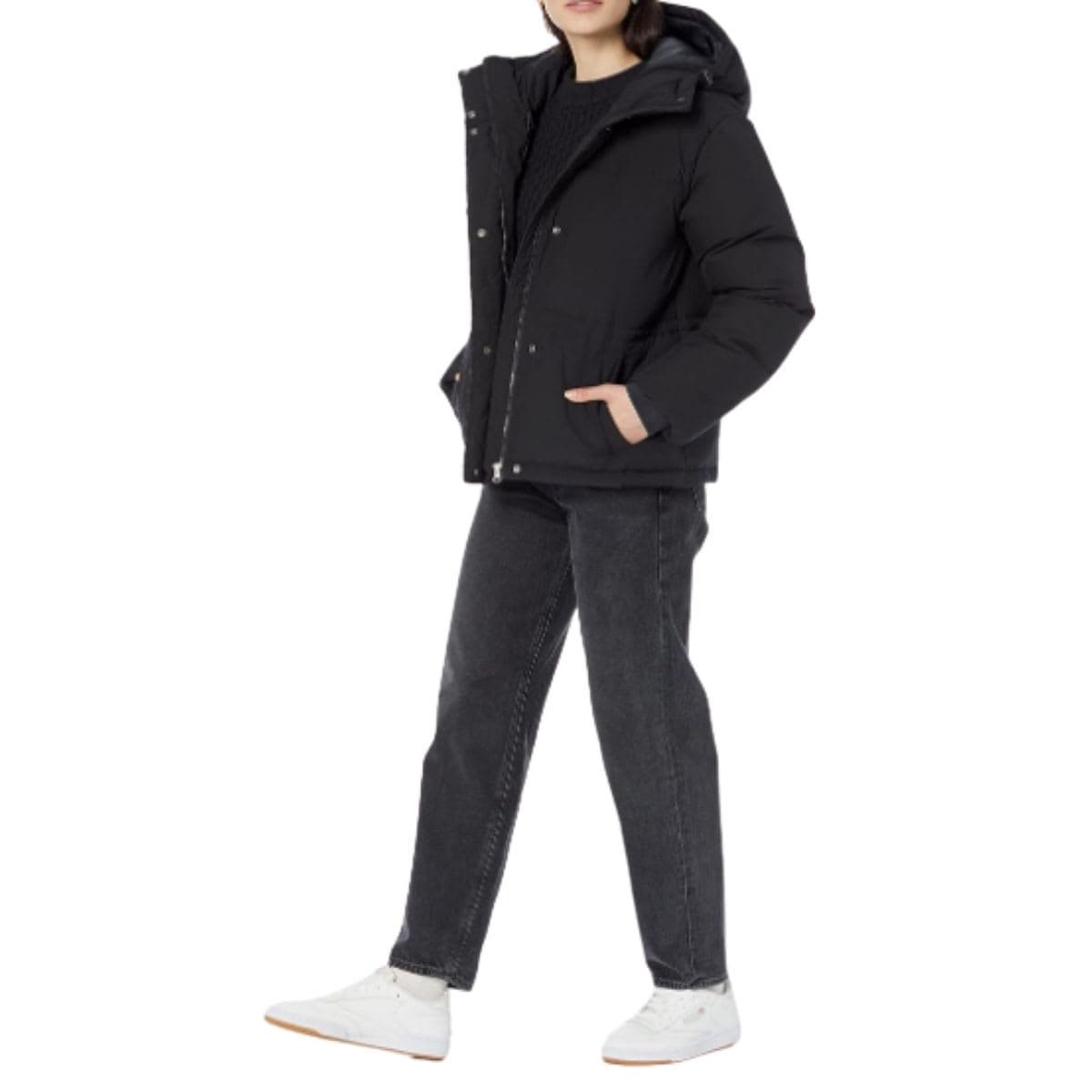 Essentials Women's Short Waisted Puffer Jacket, Black, X-Large thumbnail 4