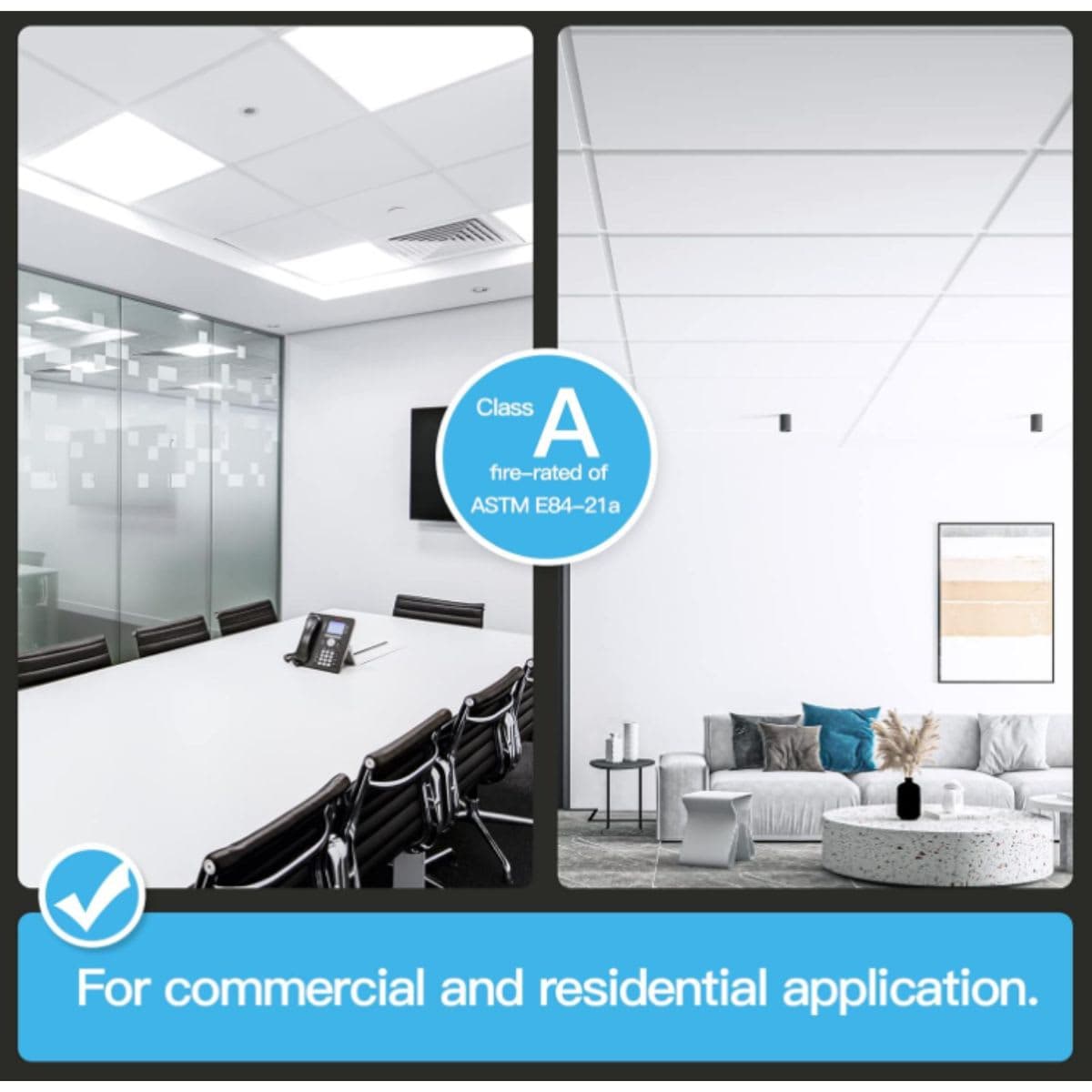 Art3d 10-Pack Smooth Drop Ceiling Tile 2ft x 4ft in White, PVC Ceiling Panel 24 x 48in. thumbnail 2