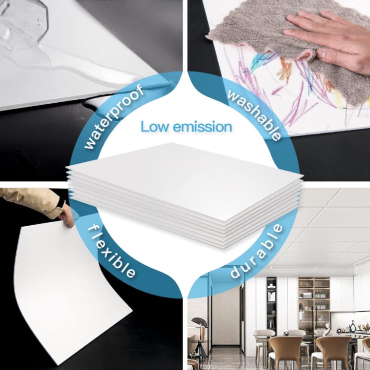 Art3d 10-Pack Smooth Drop Ceiling Tile 2ft x 4ft in White, PVC Ceiling Panel 24 x 48in. thumbnail 7
