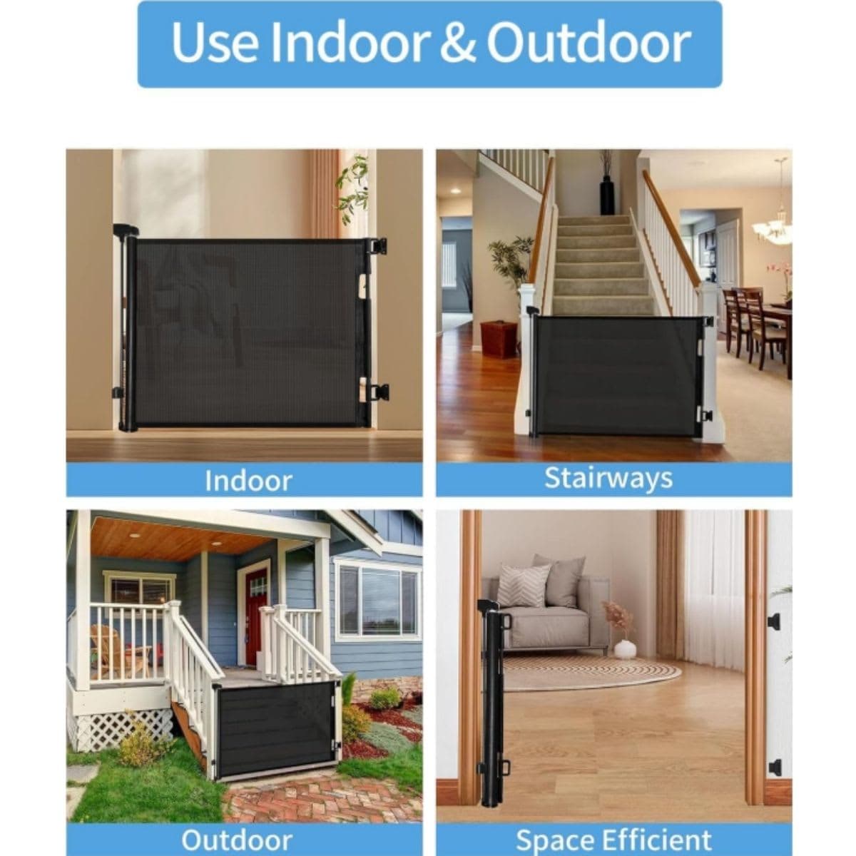 Retractable Baby Gate - 2 Black Mesh 33.6x55 thumbnail 4